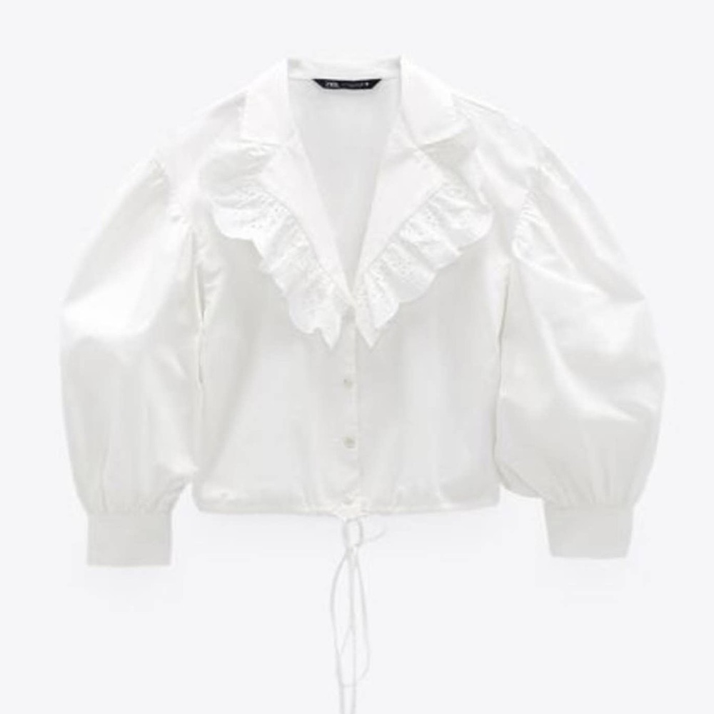 Zara embroidered poplin shirt 🤍